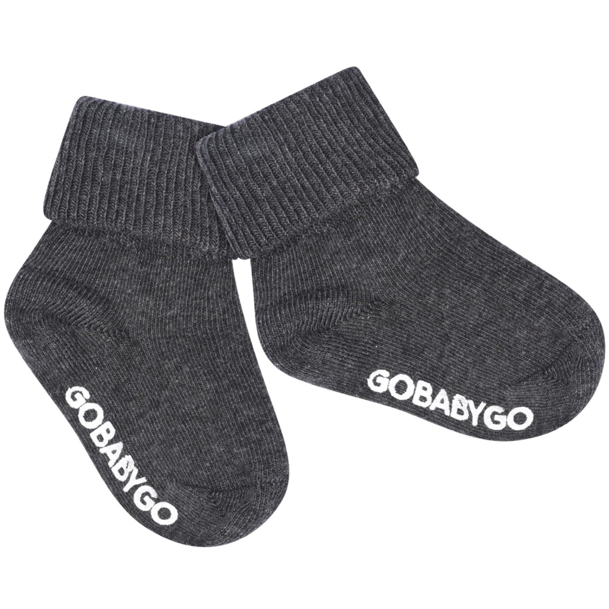 Gobabygo Dark Grey Melange Non Slip Socks Organic Cotton
