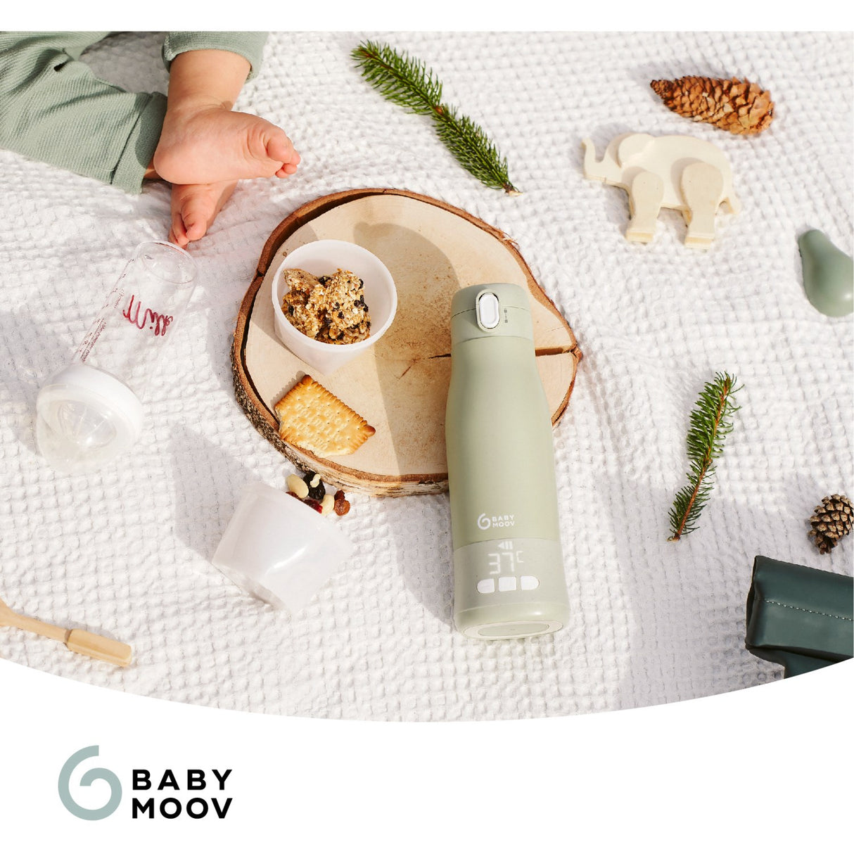 Babymoov Sage Green Moov & Feed Autonomous Bottle Warmer