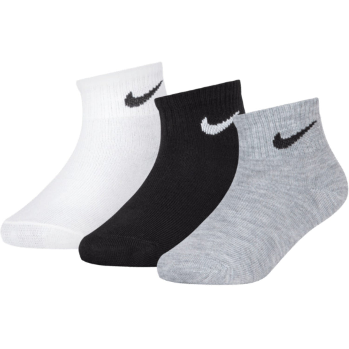 NIKE White/Dark Gray Heather Nike Basic Ankle 3-Pack Socks