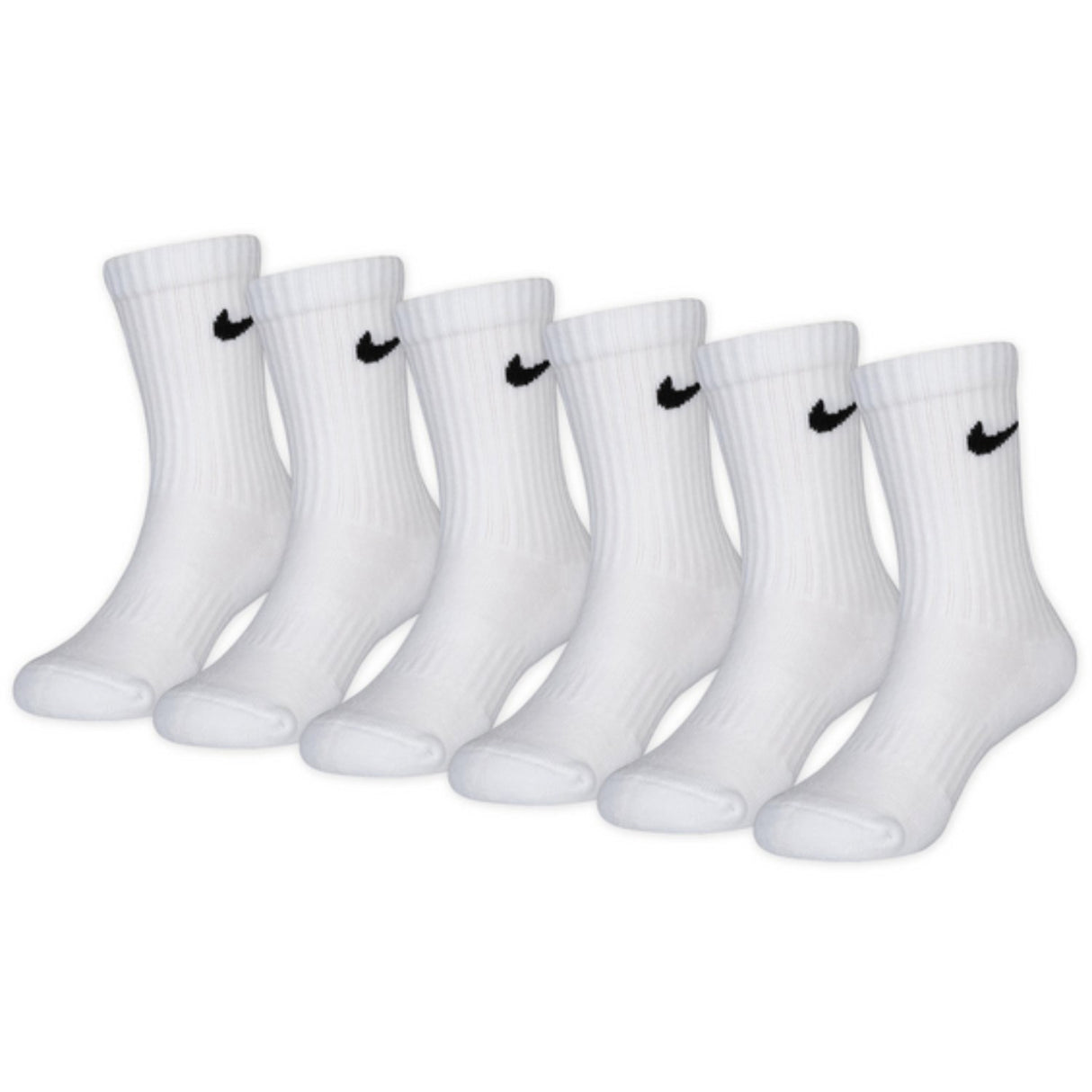NIKE White Df Performance Basic Crew 6-Pack Socks