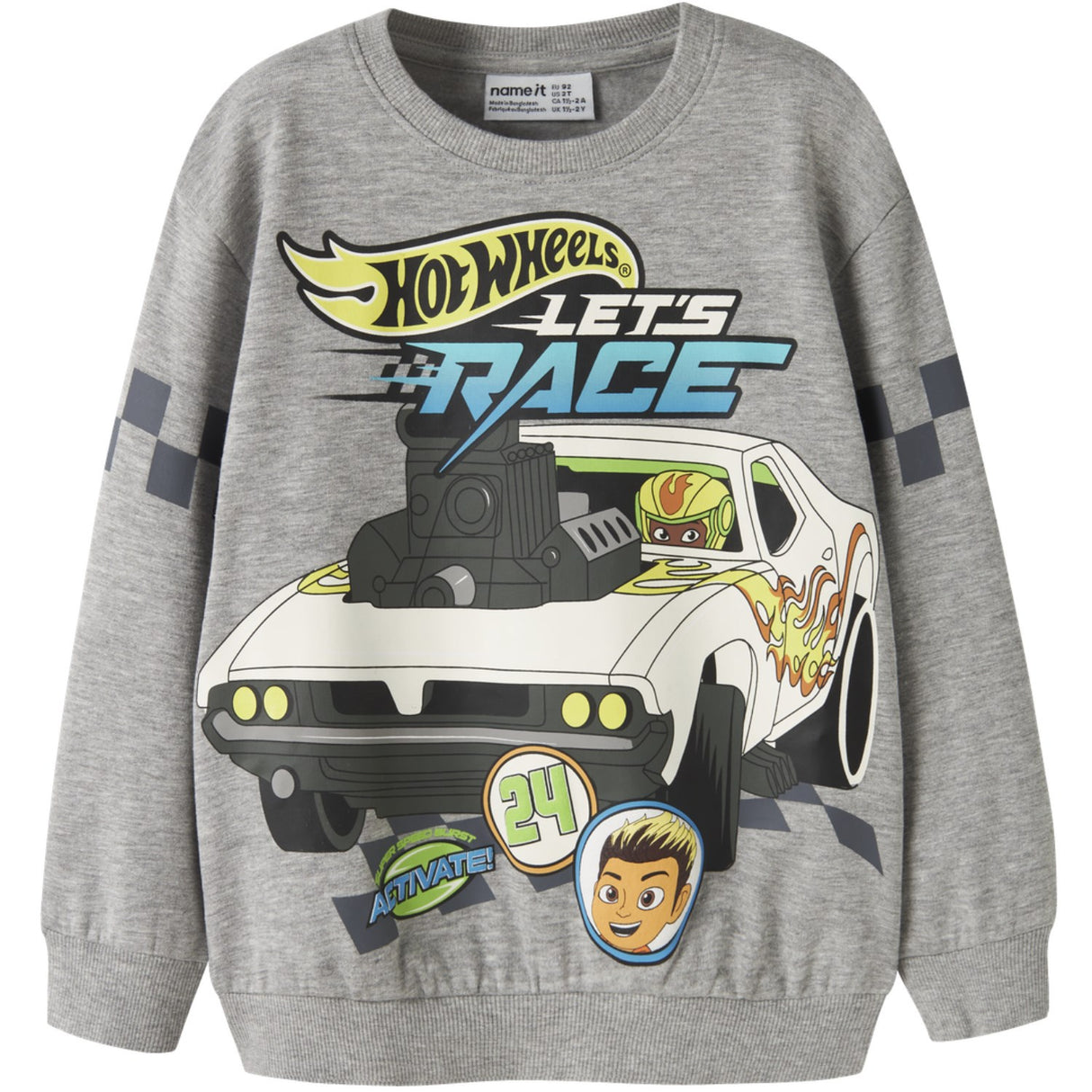 Name It Grey Melange Nmmsloan Hotwheels Nreg Sweat Bru Mat