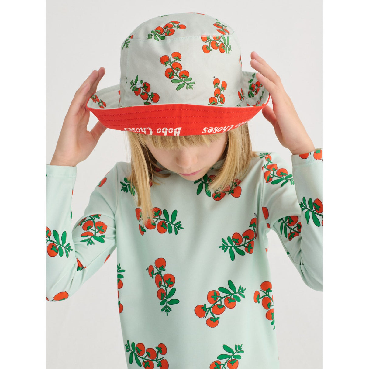 Bobo Choses Red Juicy Tomatoes All Over Reversible Hat