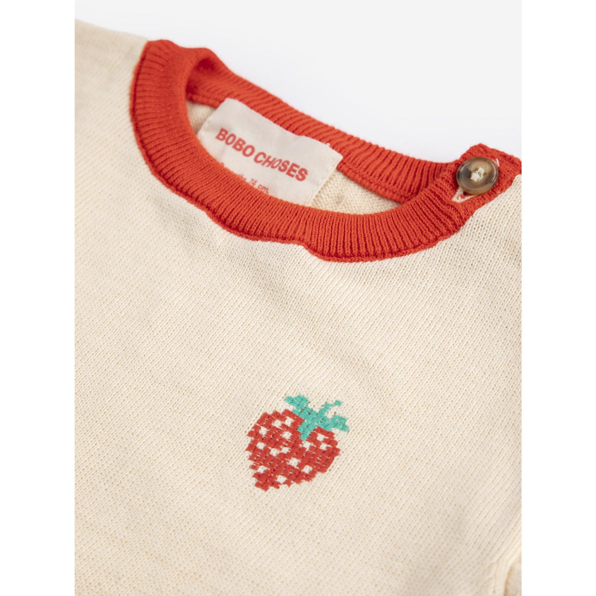 Bobo Choses White Pixel Strawberry Knitted T-Shirt