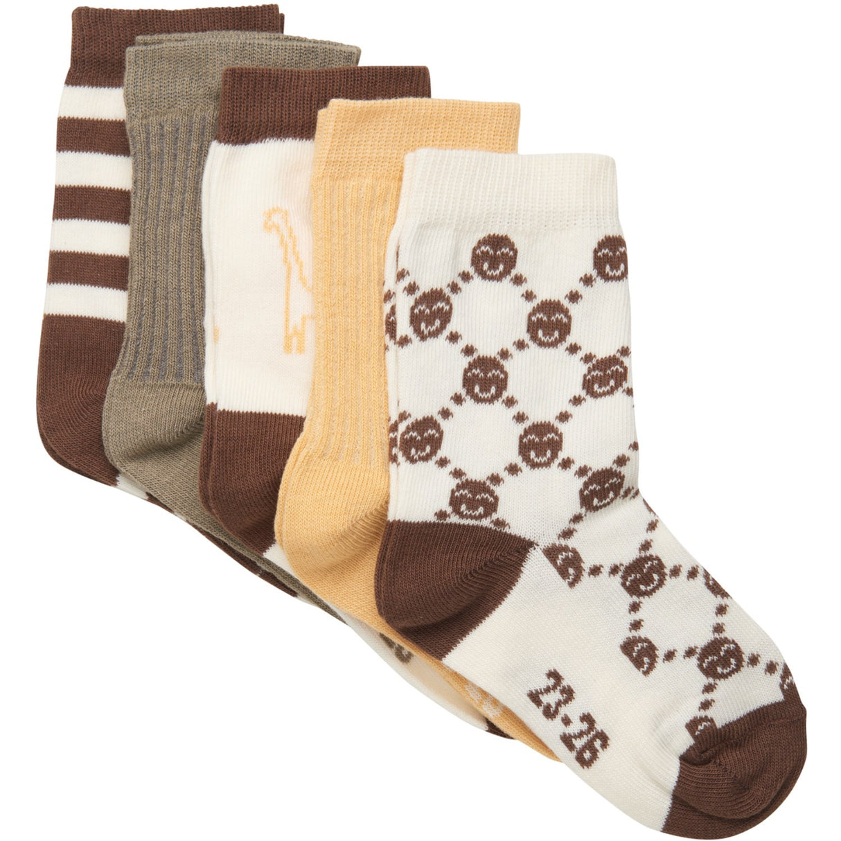 Minymo Cocoa Brown Socks W. Pattern 5-Pack