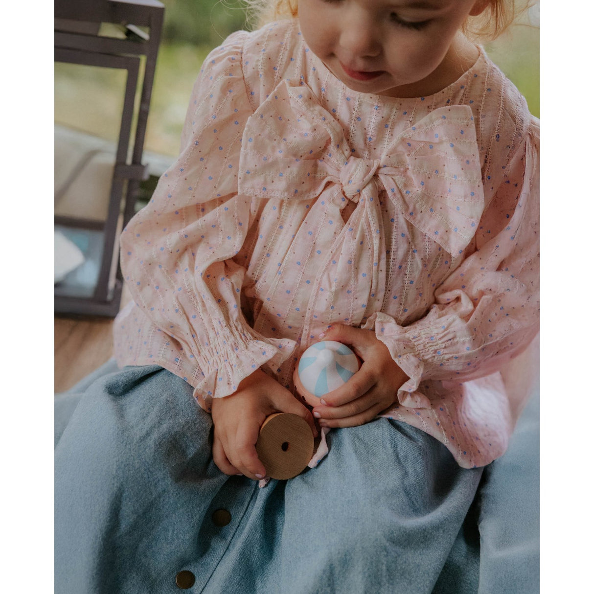 Fliink Chalk Pink Check Aop Zorro Ls Bow Blouse