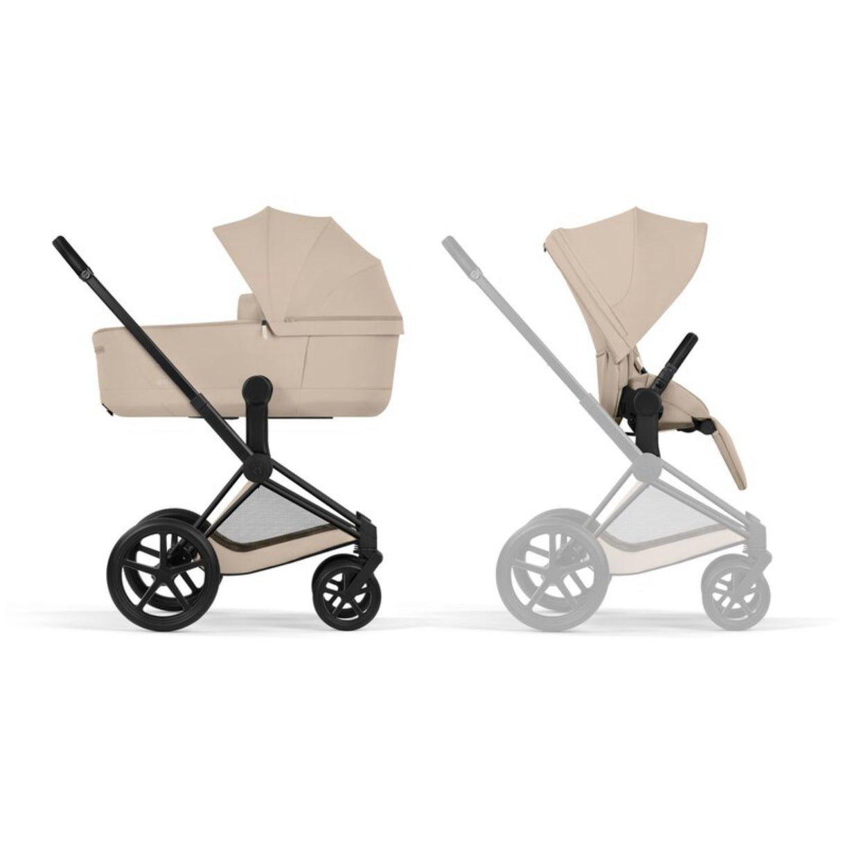 Cybex Cozy Beige/Beige Priam Comfort Matt Black Including Foldable Cot