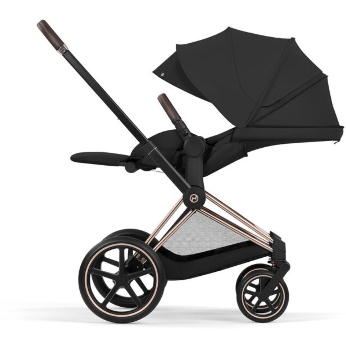 Cybex Sepia Black/Black Priam Comfort Rosegold Including Foldable Cot