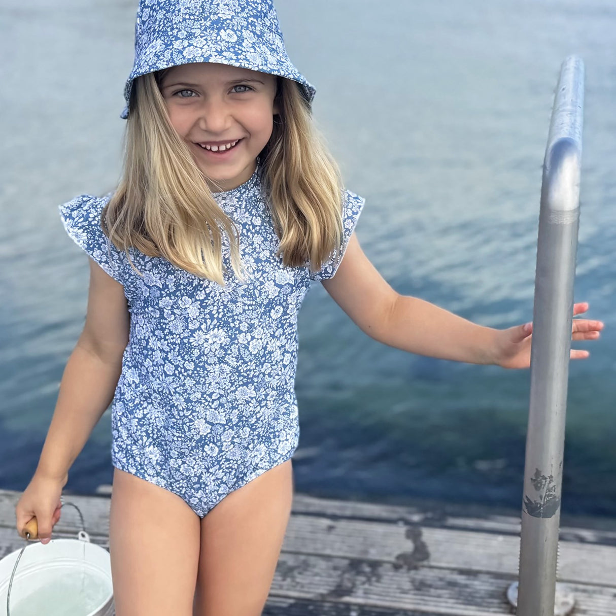 Petit Crabe Evening Sky (Made With Liberty© Fabric) Beaa Swimsuit S/S