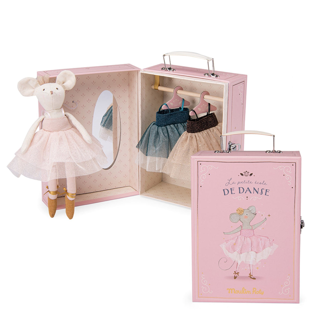 Moulin Roty Ballerina Mouse in Suitcase 26 cm - Suzie's Wardrobe