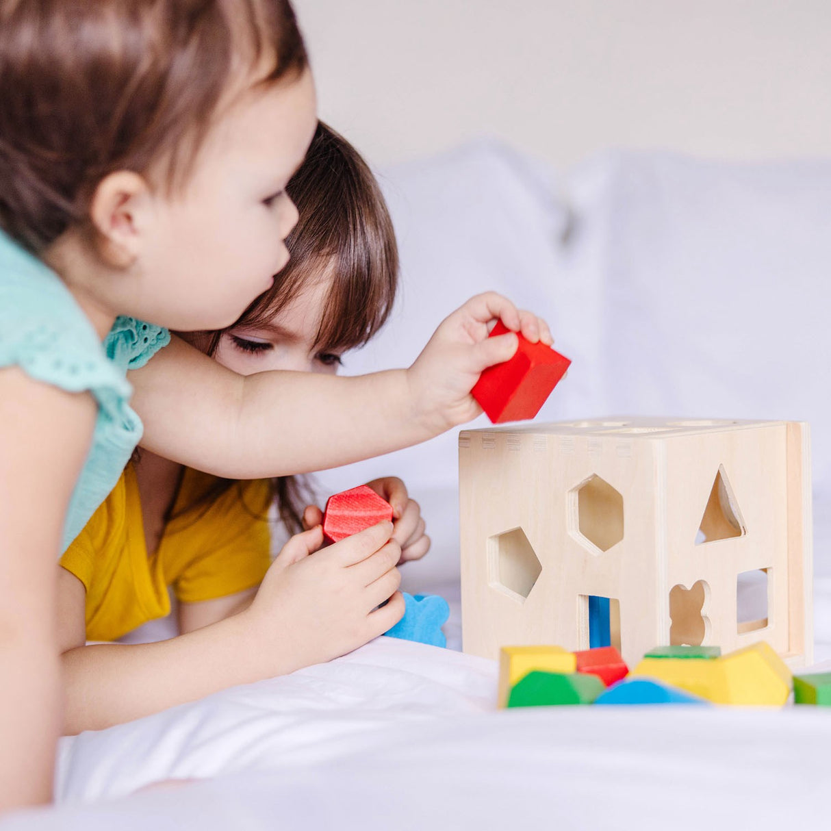 Melissa & Doug Multifarvet Sorteringskasse Kube Wood