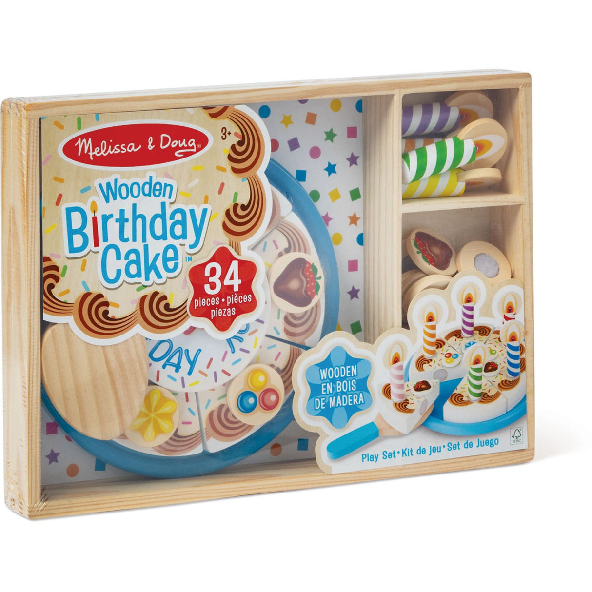 Melissa & Doug Multifarvet Wooden Food Playset Birthday Cake