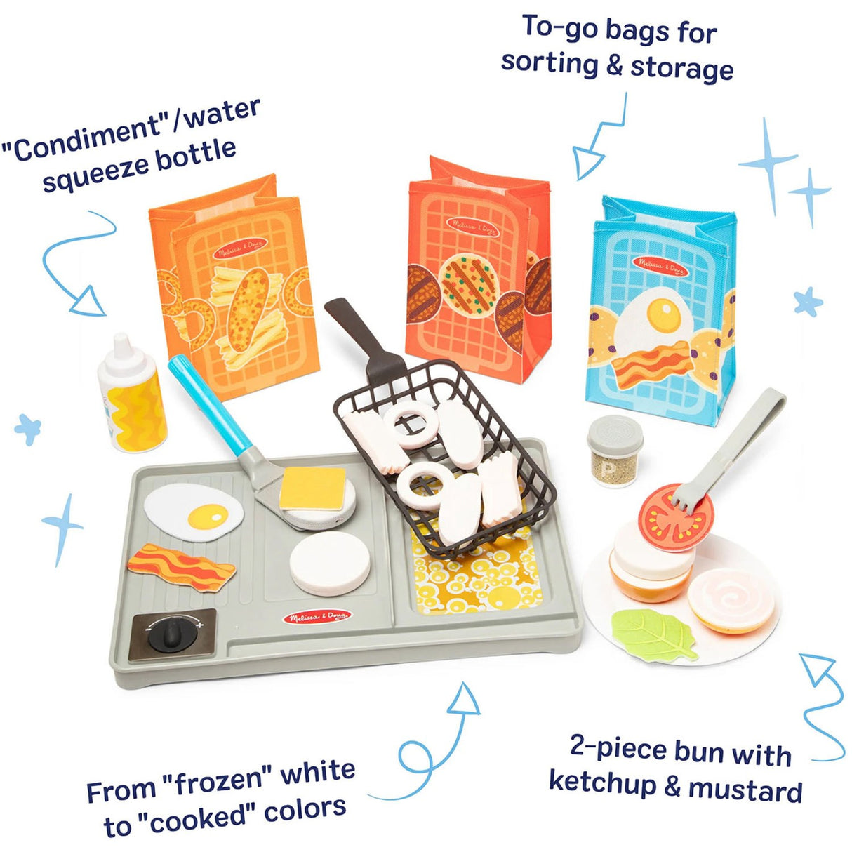 Melissa & Doug Multifarvet Legesæt - Water Wow! Flip & Fry: Grill-Sæt