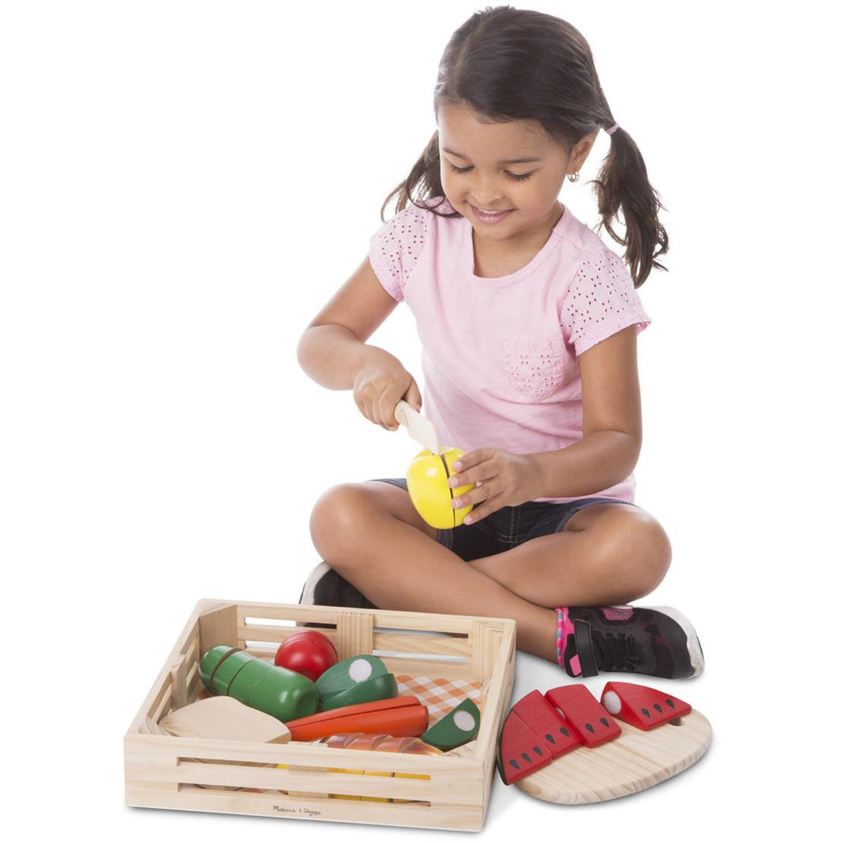 Melissa & Doug Multifarvet Wooden Food Playset Cutting Food