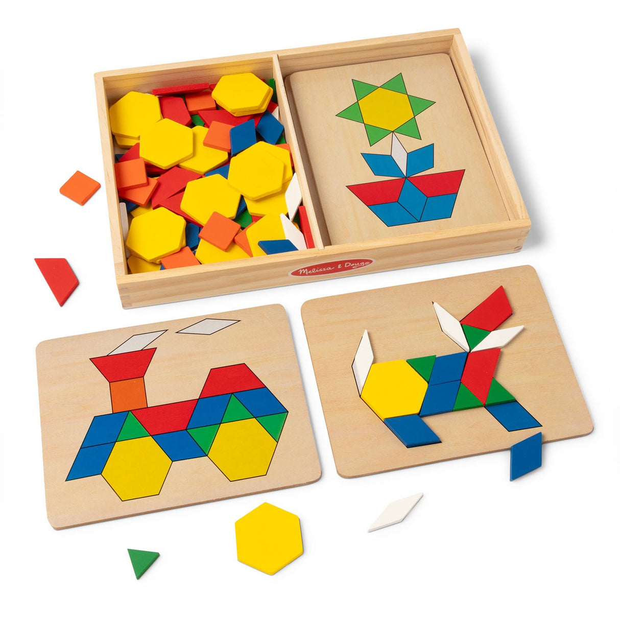 Melissa & Doug Multifarvet Mønster-Leg - Wood - Set With Blocks Og Plader