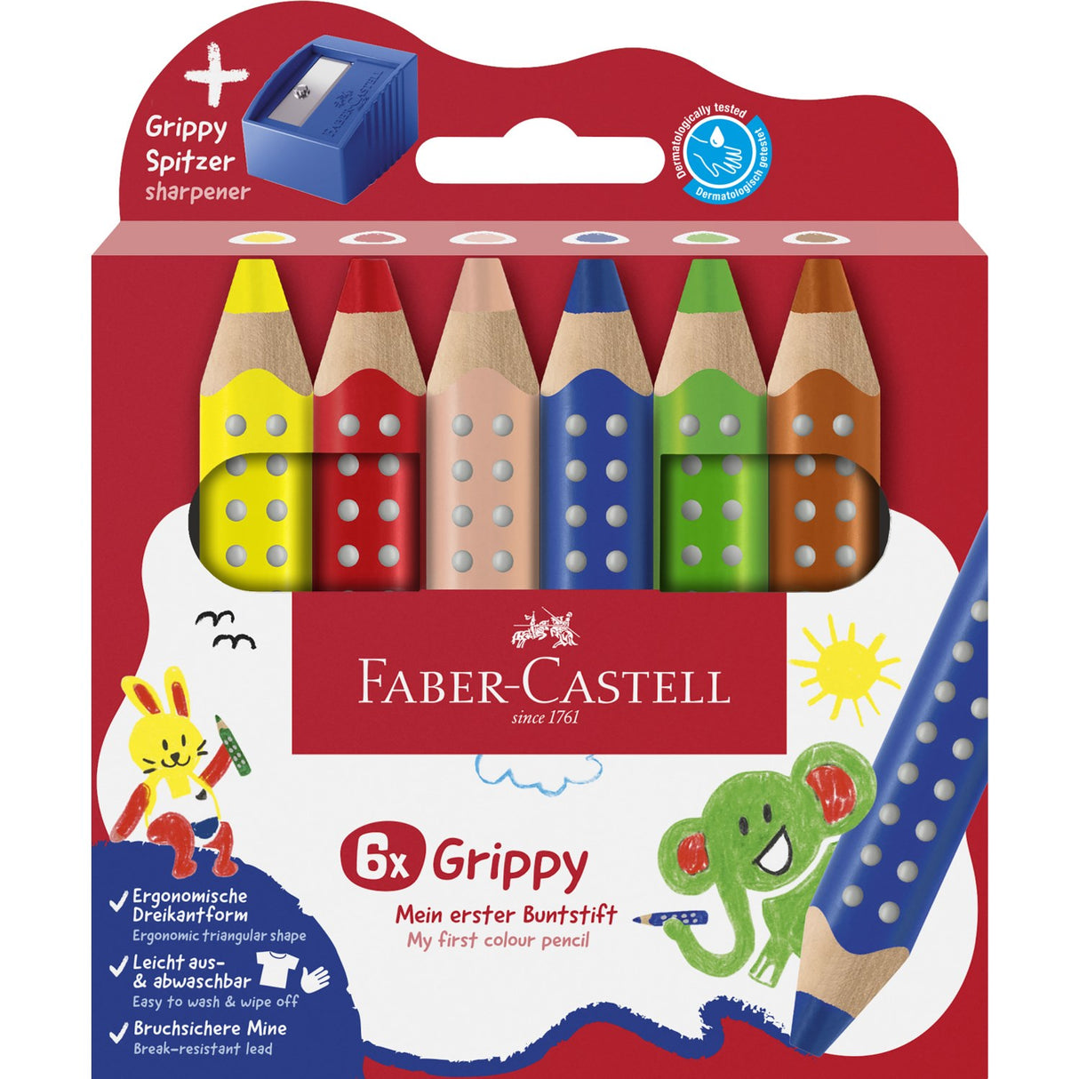 Faber-Castell Grippy XXL Jumbo 6 Ass+Tips
