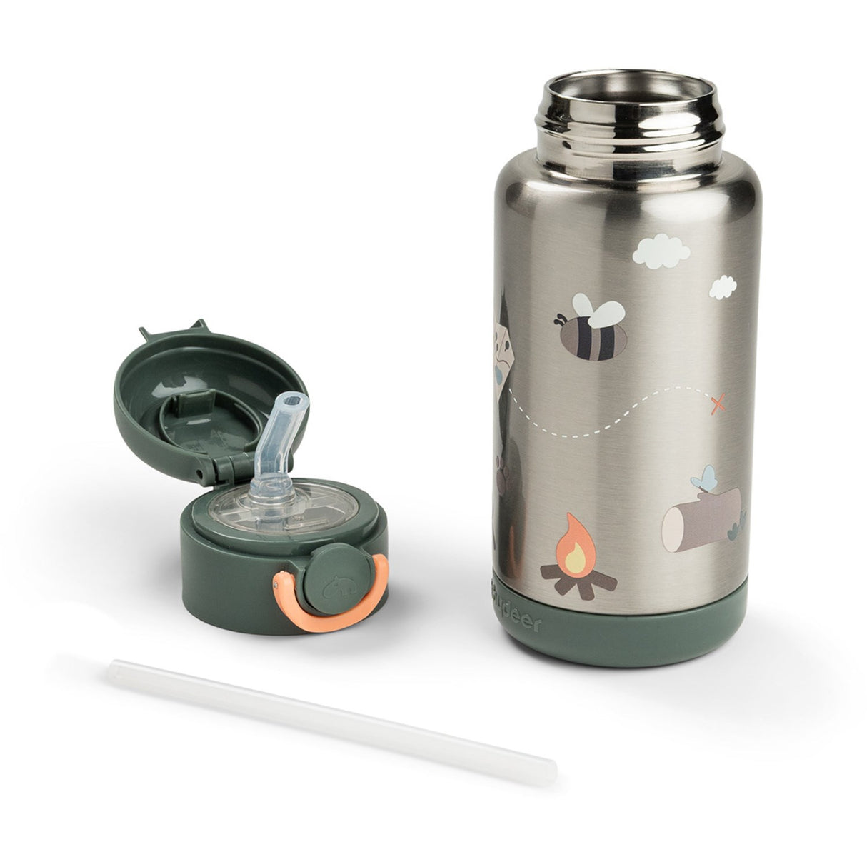 DonebyDeer Green Tiny Trails Insulated Straw Bottle