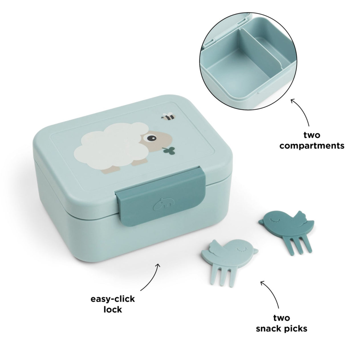 DonebyDeer Blue Tiny Farm Tiny Lunch Box With Snack Picks
