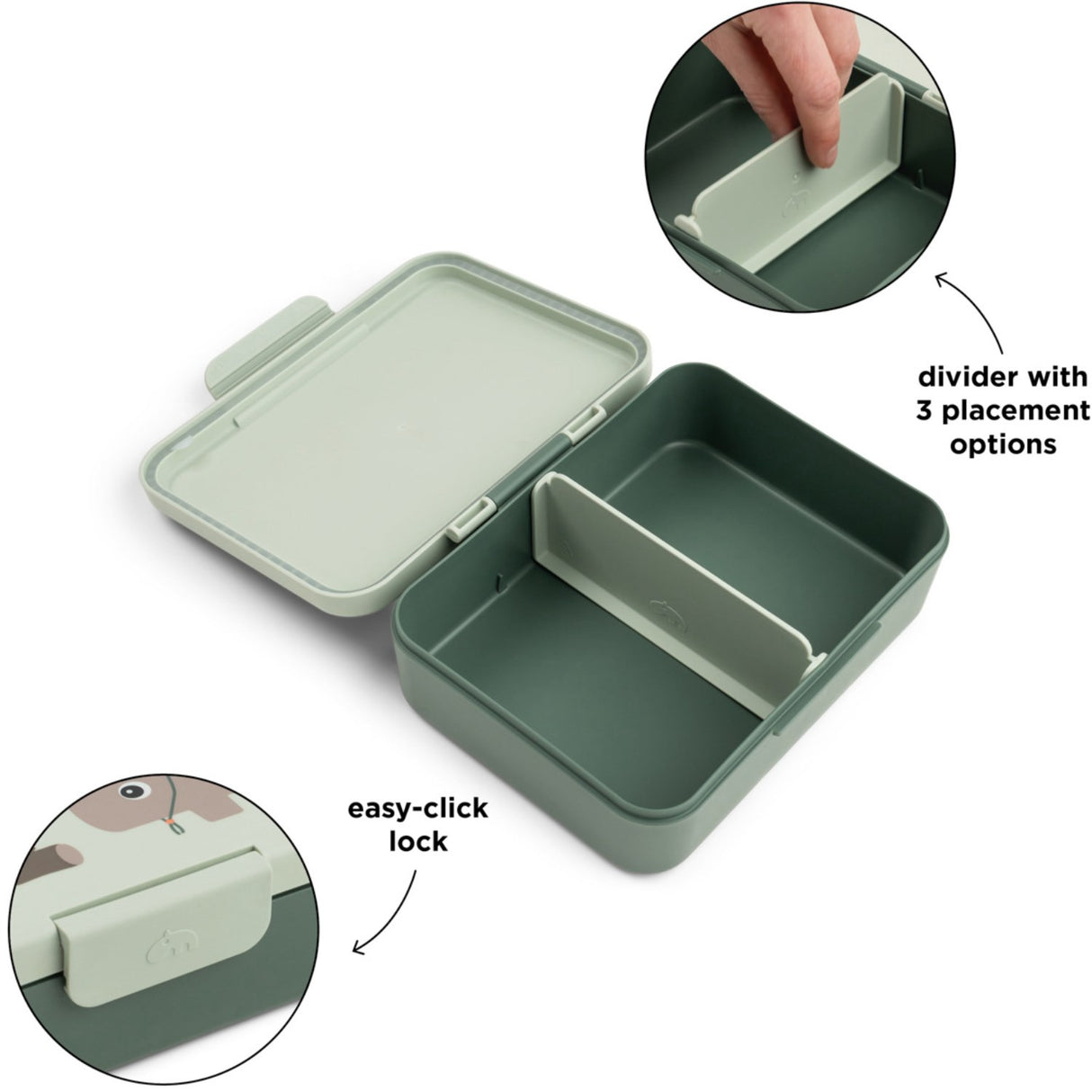 DonebyDeer Green Tiny Trails Lunch Box With Divider