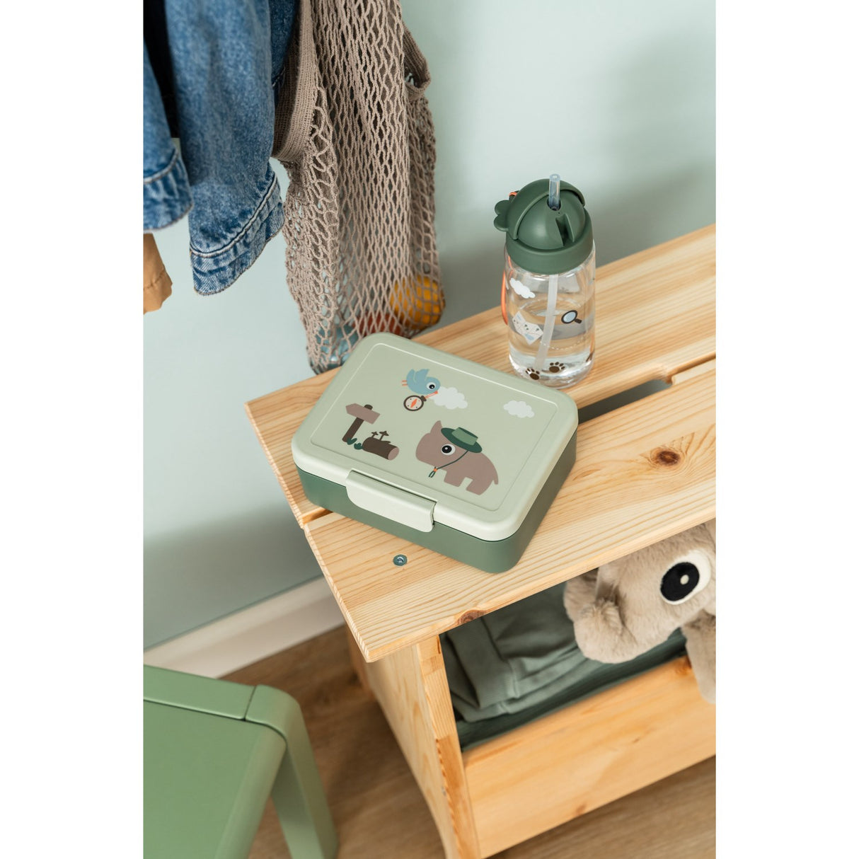 DonebyDeer Green Tiny Trails Lunch Box With Divider