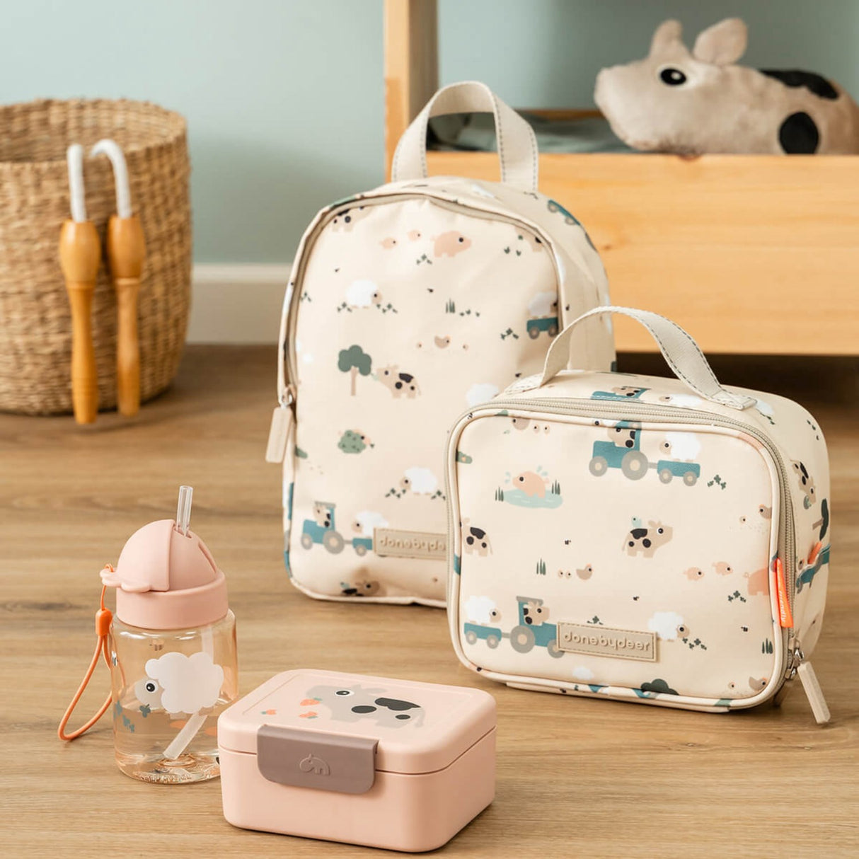 DonebyDeer Powder Tiny Farm Tiny Lunch Box With Snack Picks