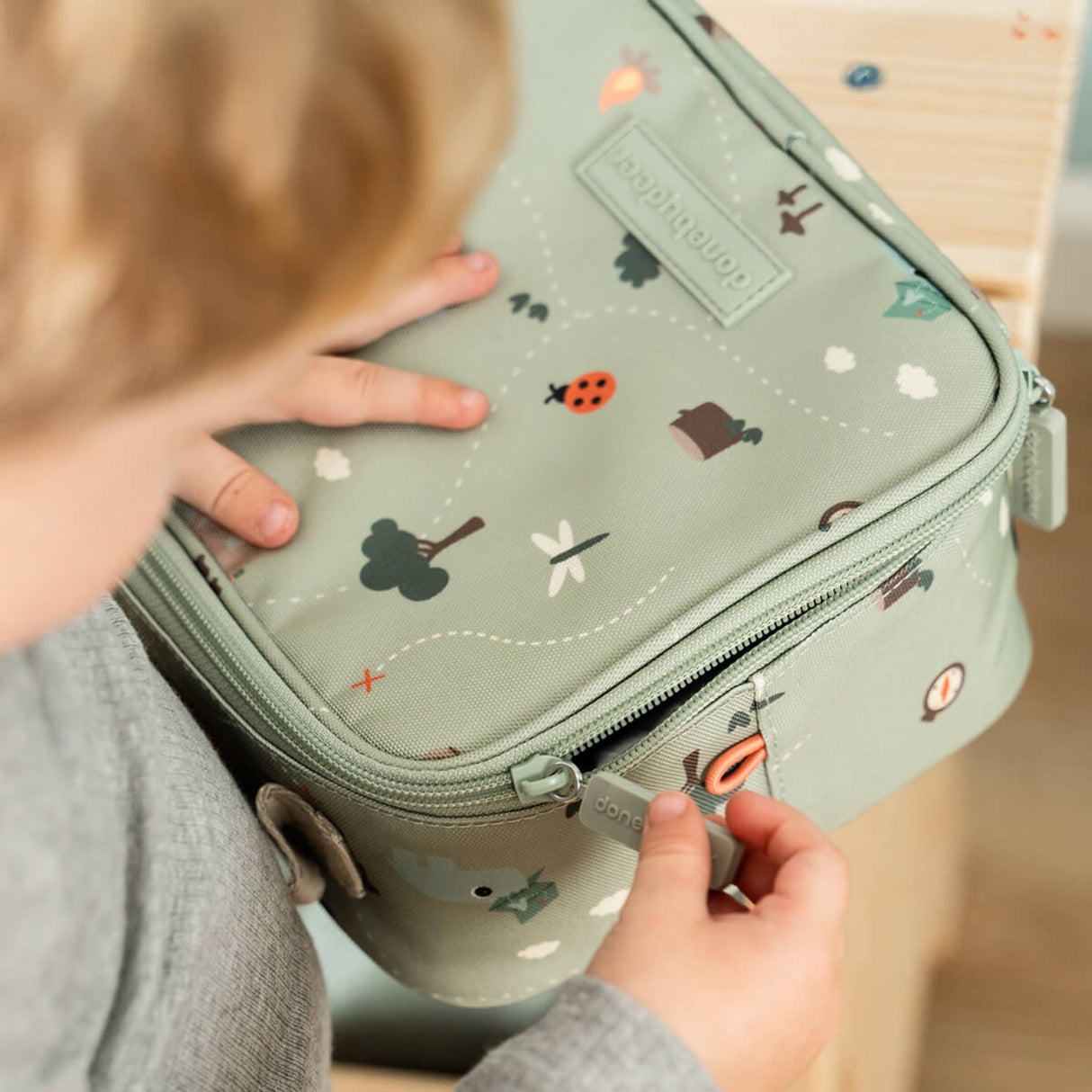 DonebyDeer Green Tiny Trails Tiny Insulated Lunch Bag