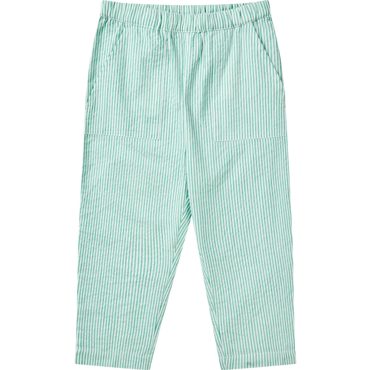 COPENHAGEN COLORS Sharp Green W Cream Stripe Seersucker Pants