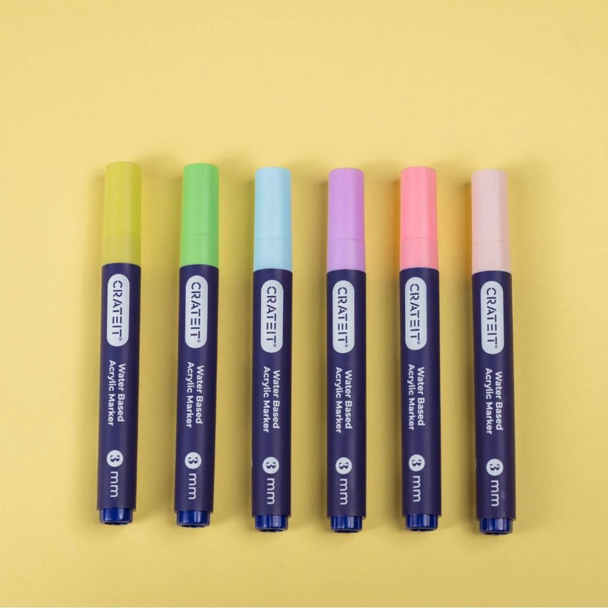 Crateit Pastel Markers 3mm 6 Pack