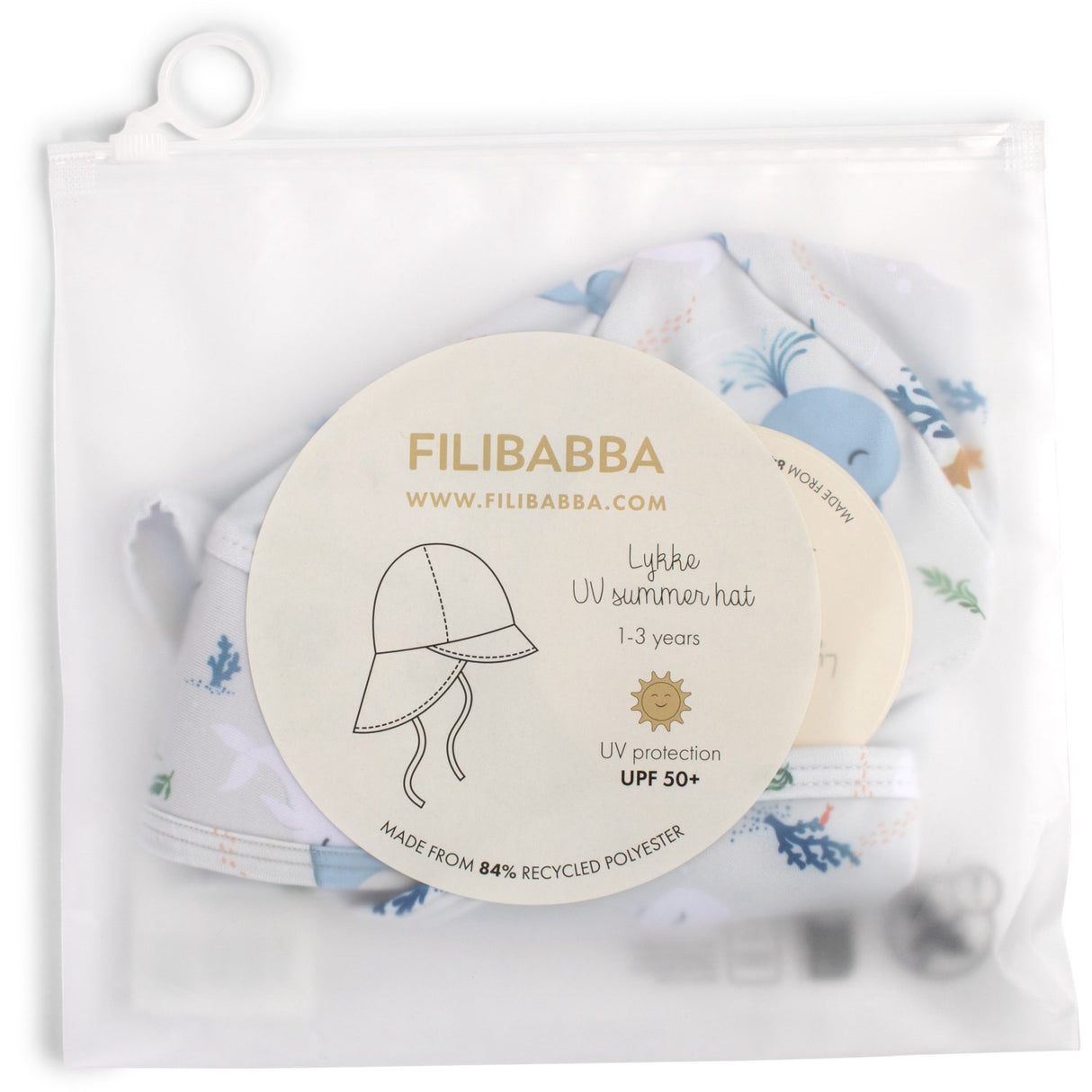 FILIBABBA Christian's Whale Tales Lykke Uv Sun Hat 1-3 Years