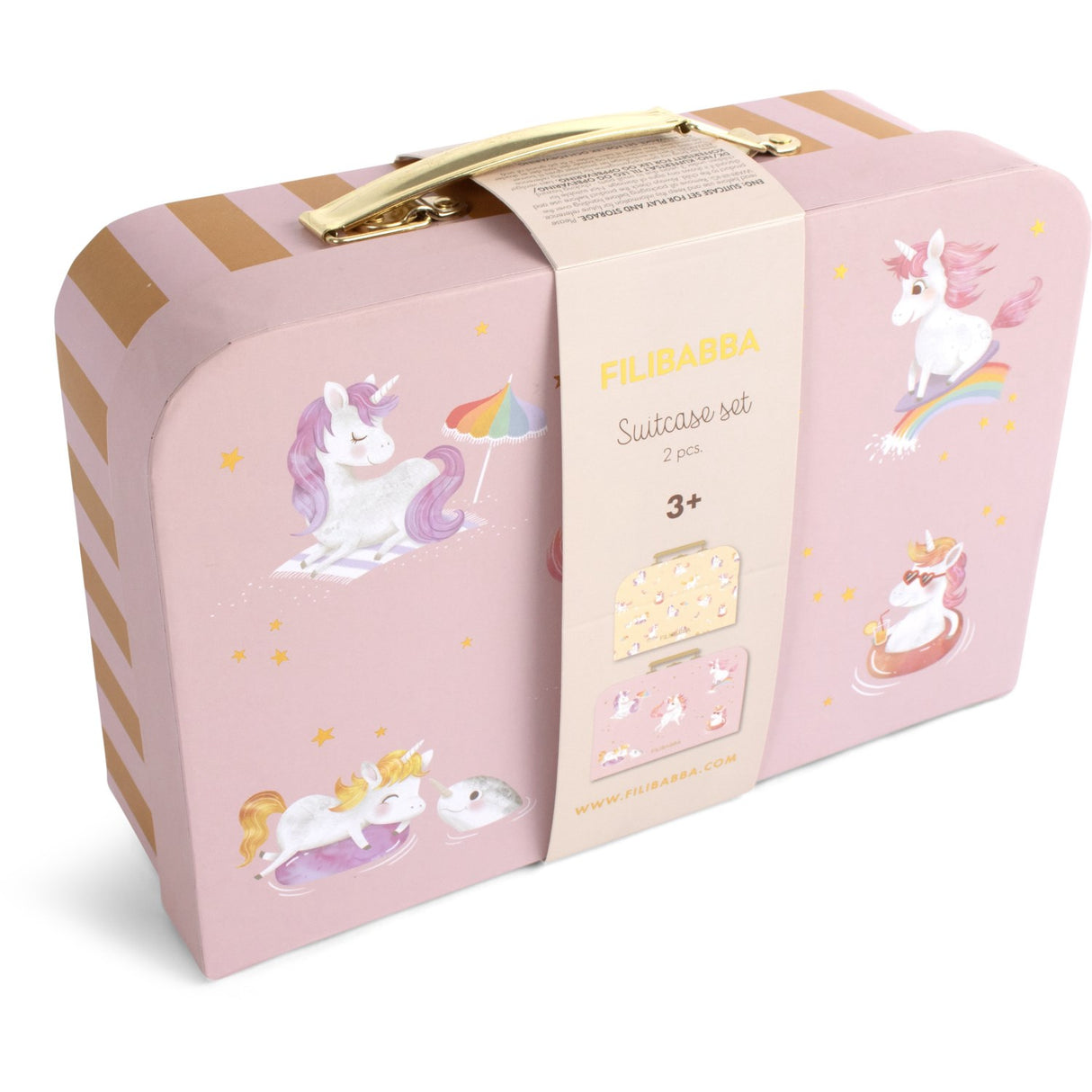 FILIBABBA Unicorn Shores Suitcase Set For Play And Storage 2 Pack