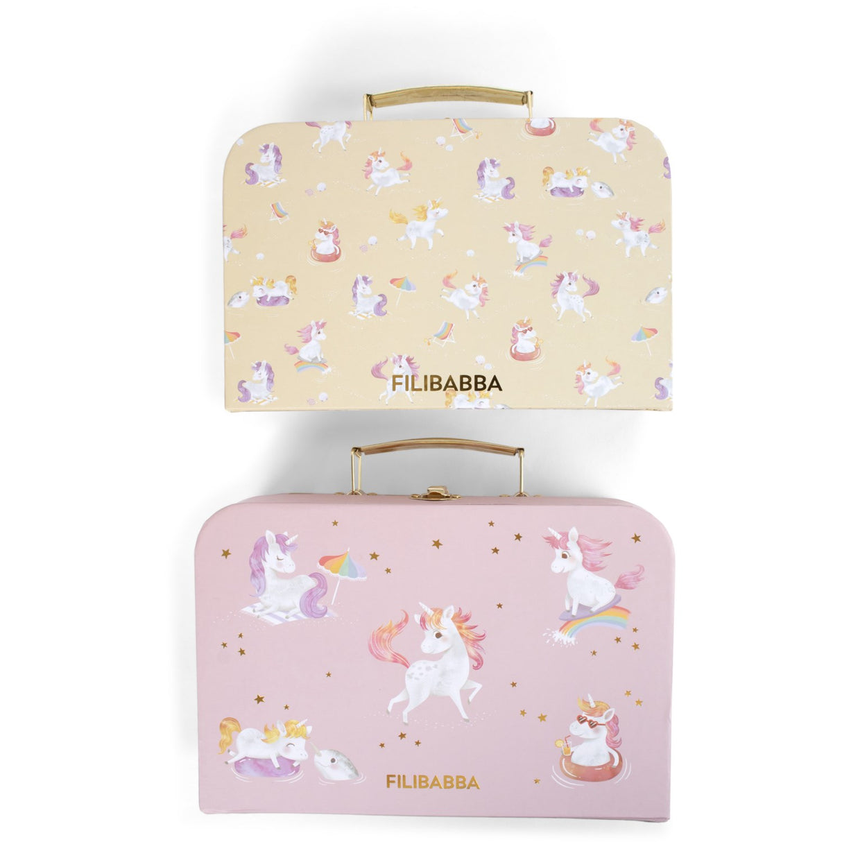 FILIBABBA Unicorn Shores Suitcase Set For Play And Storage 2 Pack