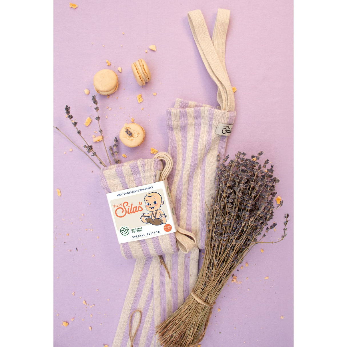 Silly Silas Lavender X Cream Striped Footless Tights Special Edition