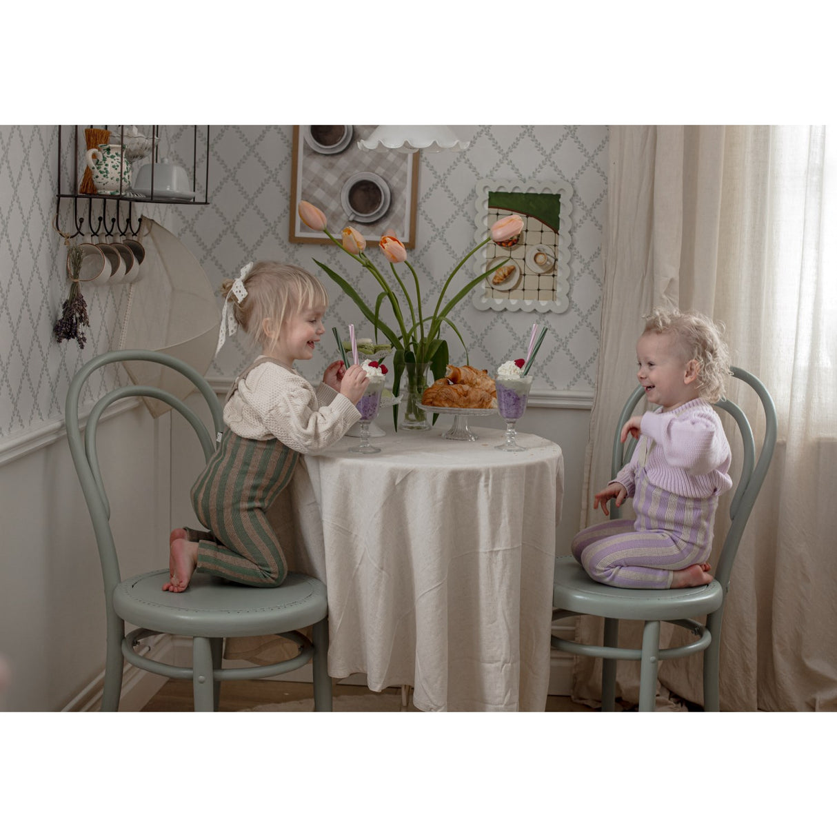 Silly Silas Lavender X Cream Striped Footless Tights Special Edition