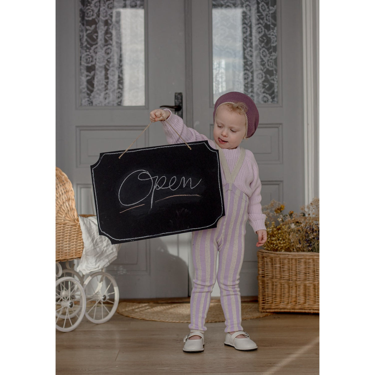 Silly Silas Lavender X Cream Striped Footless Tights Special Edition