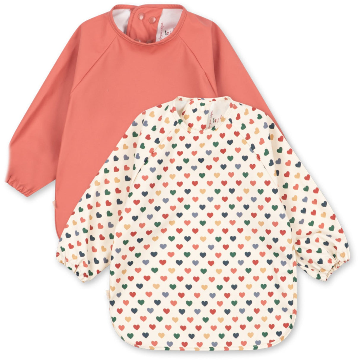 Konges Sløjd Coeur Colore/Faded Rose 2 Pack Dinner Bib With Sleeves