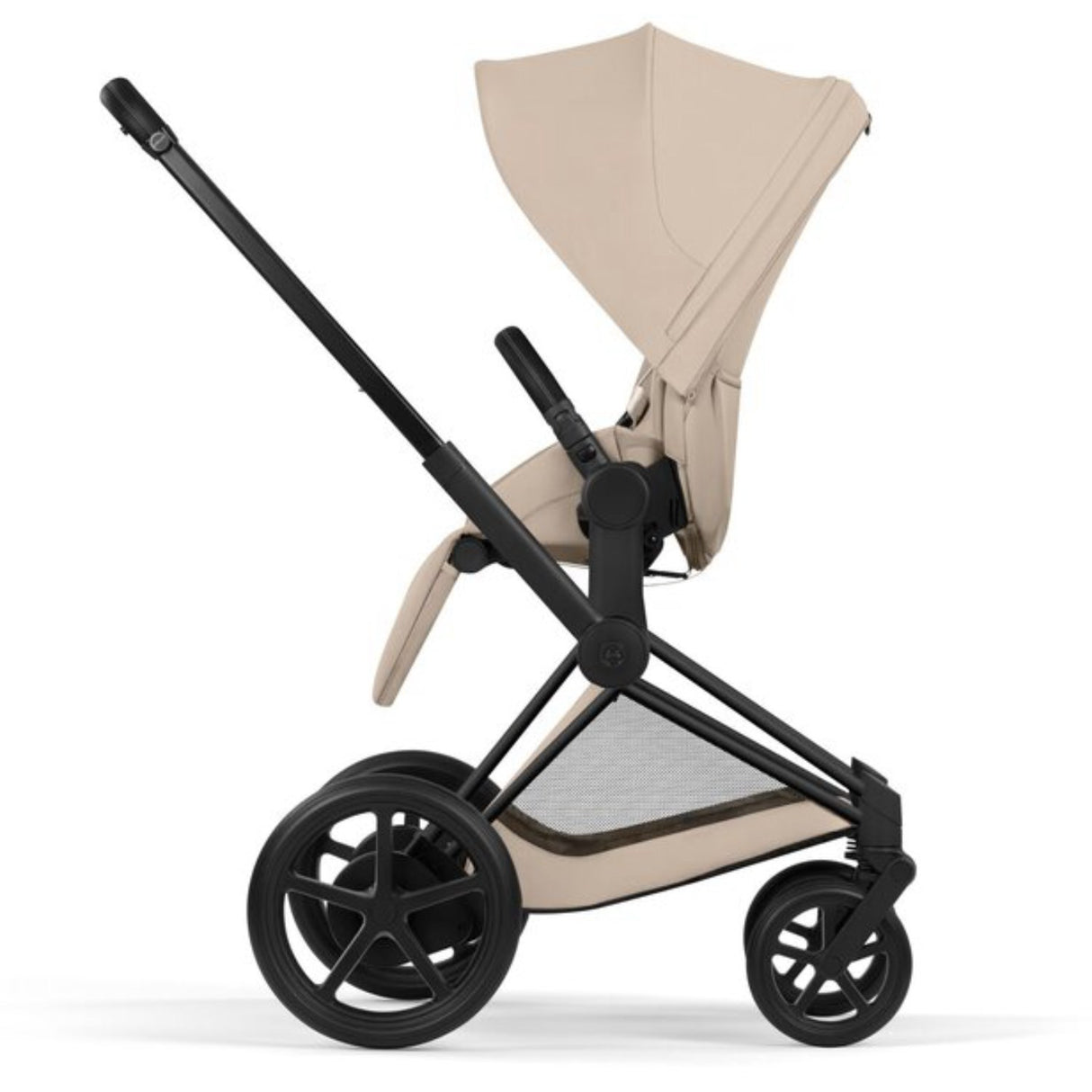Cybex Cozy Beige/Beige Epriam Comfort Matt Black Inklusiv Foldbar Liggedel