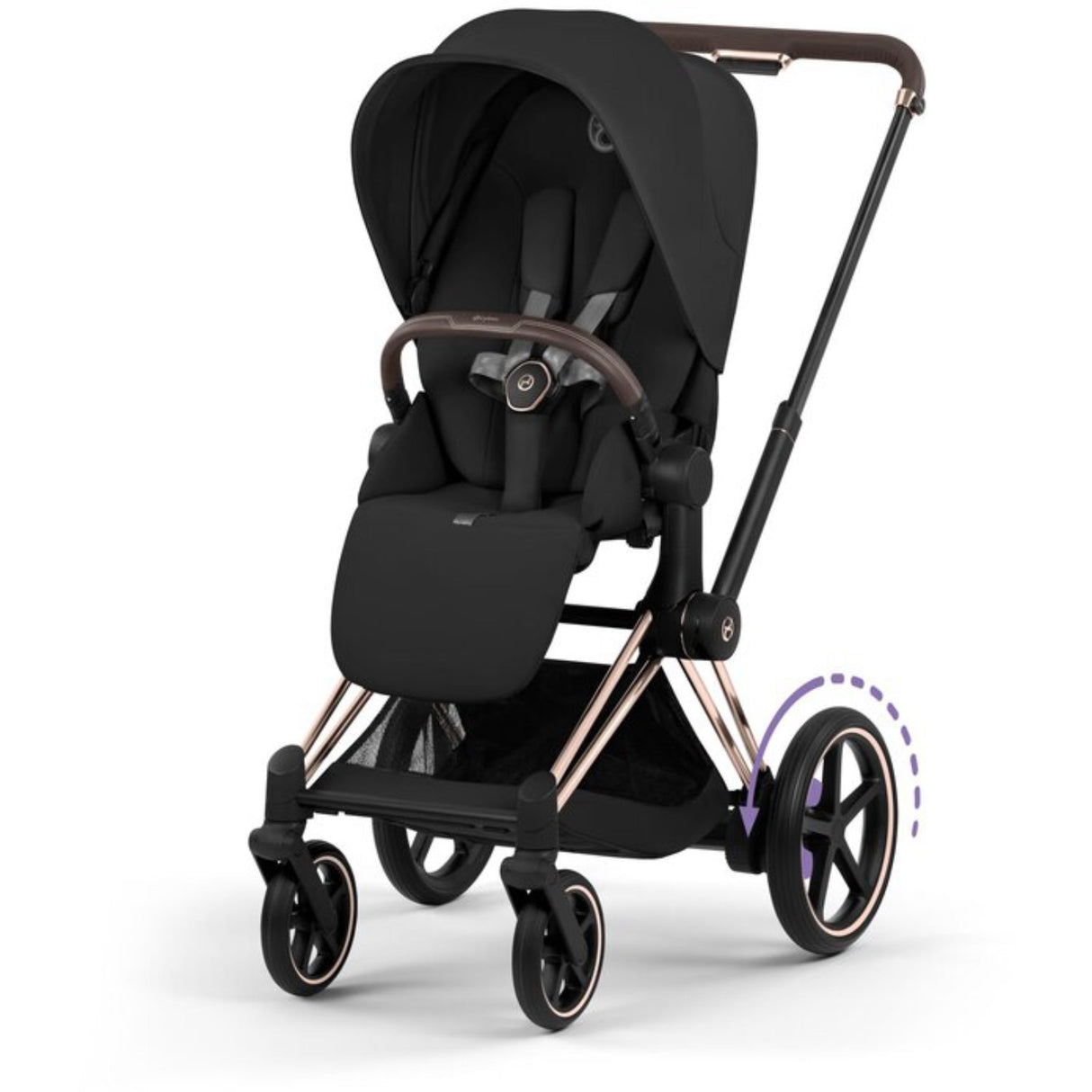 Cybex Sepia Black/Black Epriam Comfort Rosegold Inklusiv Foldbar Liggedel