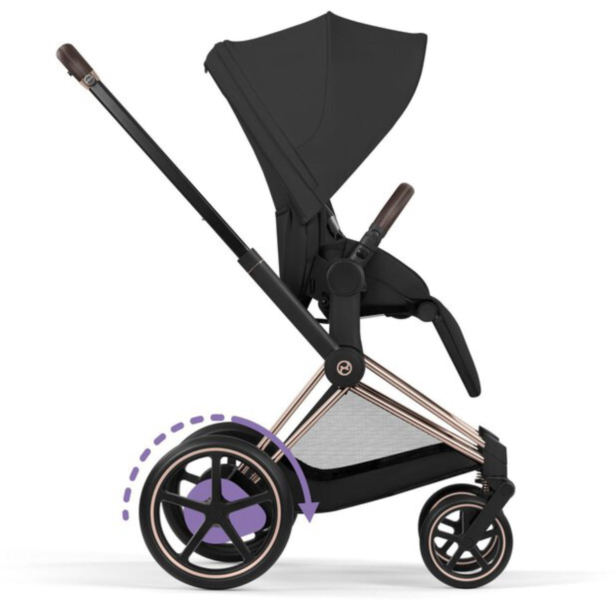 Cybex Sepia Black/Black Epriam Comfort Rosegold Inklusiv Foldbar Liggedel