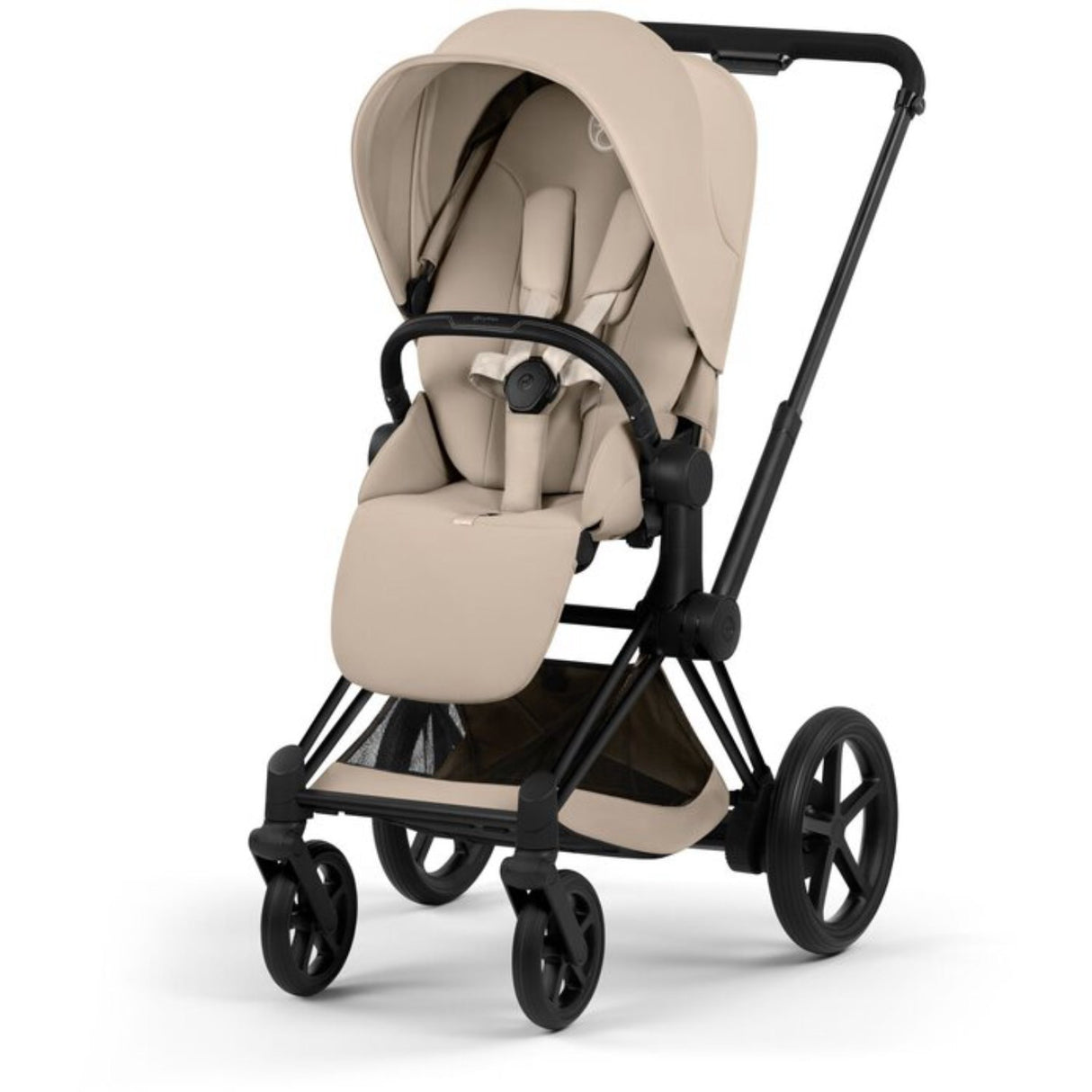 Cybex Cozy Beige/Beige Epriam Comfort Matt Black Inklusiv Foldbar Liggedel