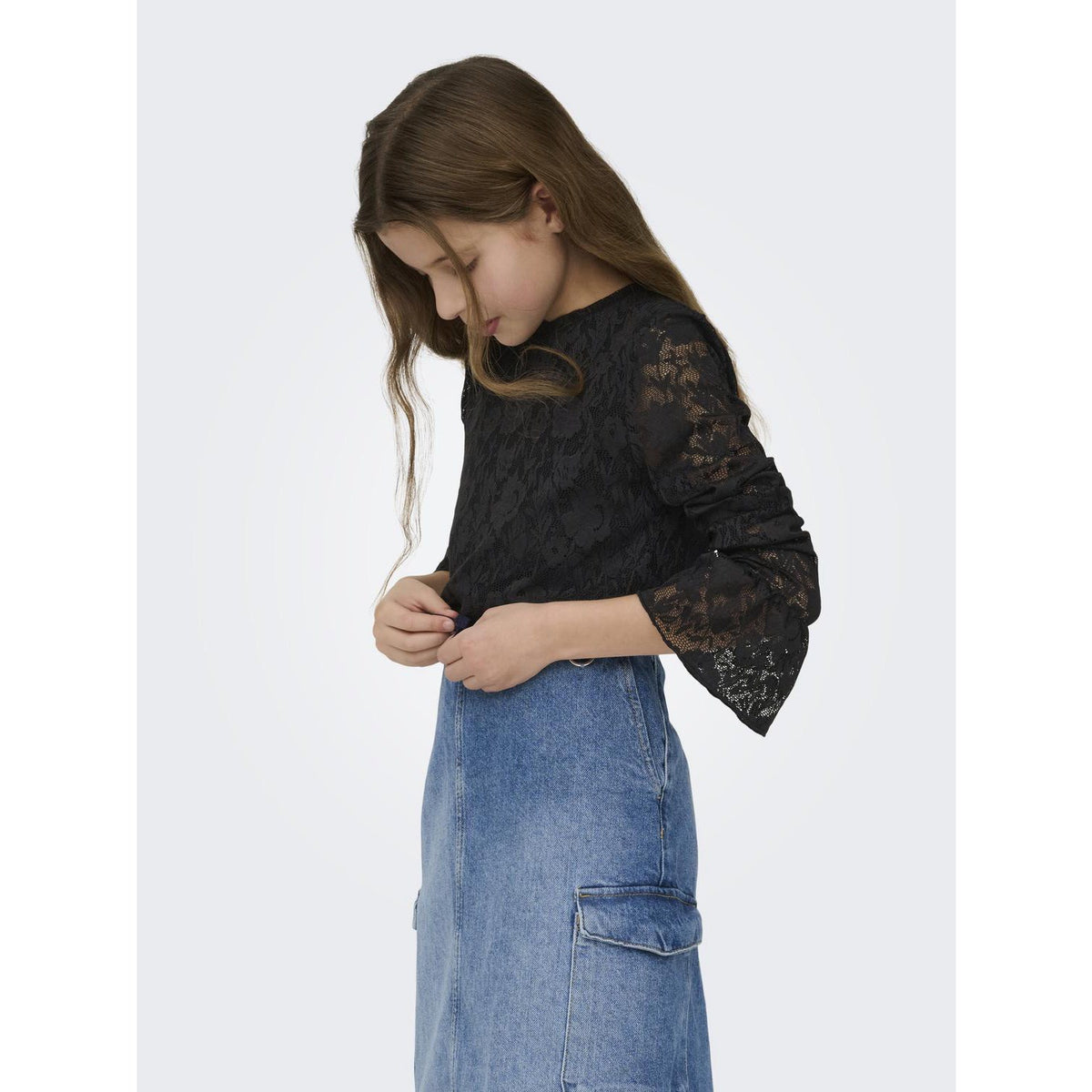 kids ONLY Black Kogtoos L/S Lace Top Jrs