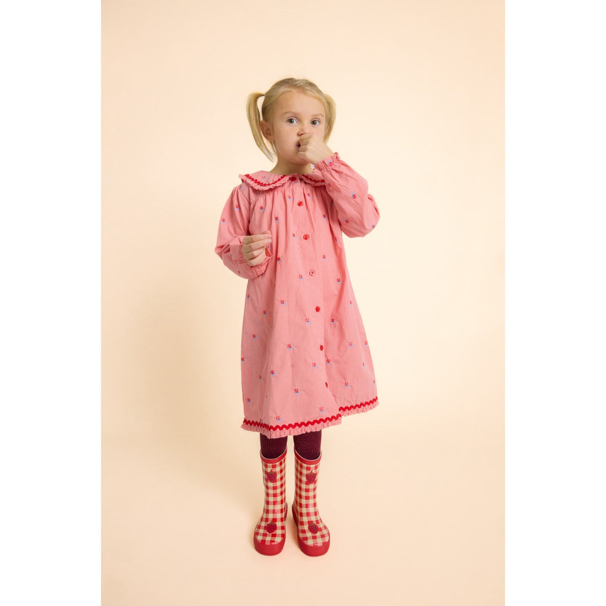 Flöss Pink Rose Gingham Sonja Dress
