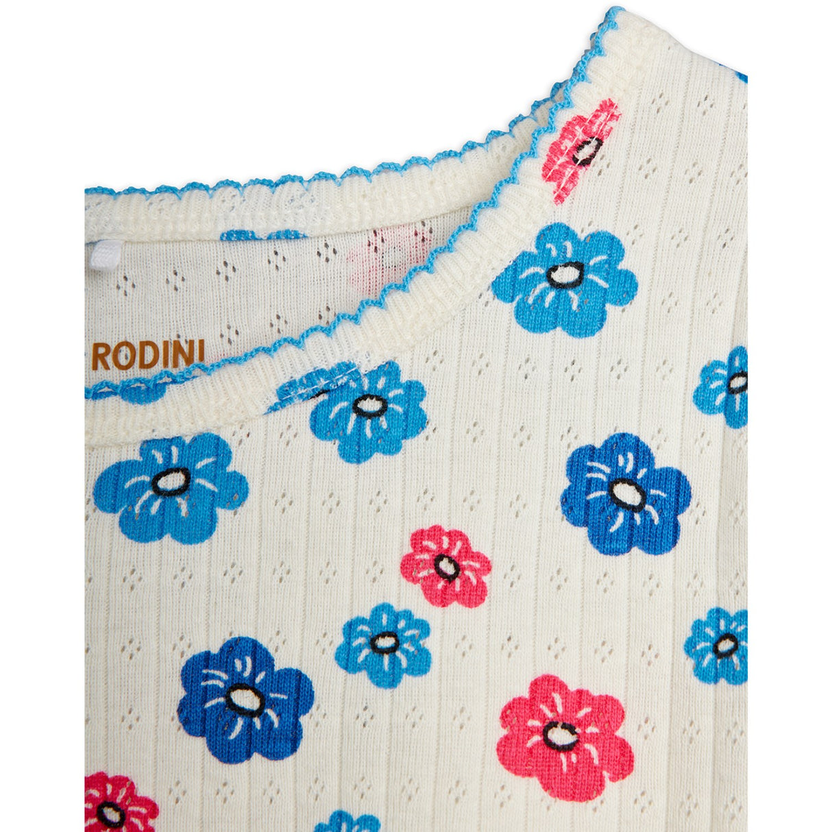 Mini Rodini Multi Flowers Aop Picot Edge Pointelle Ss Tee