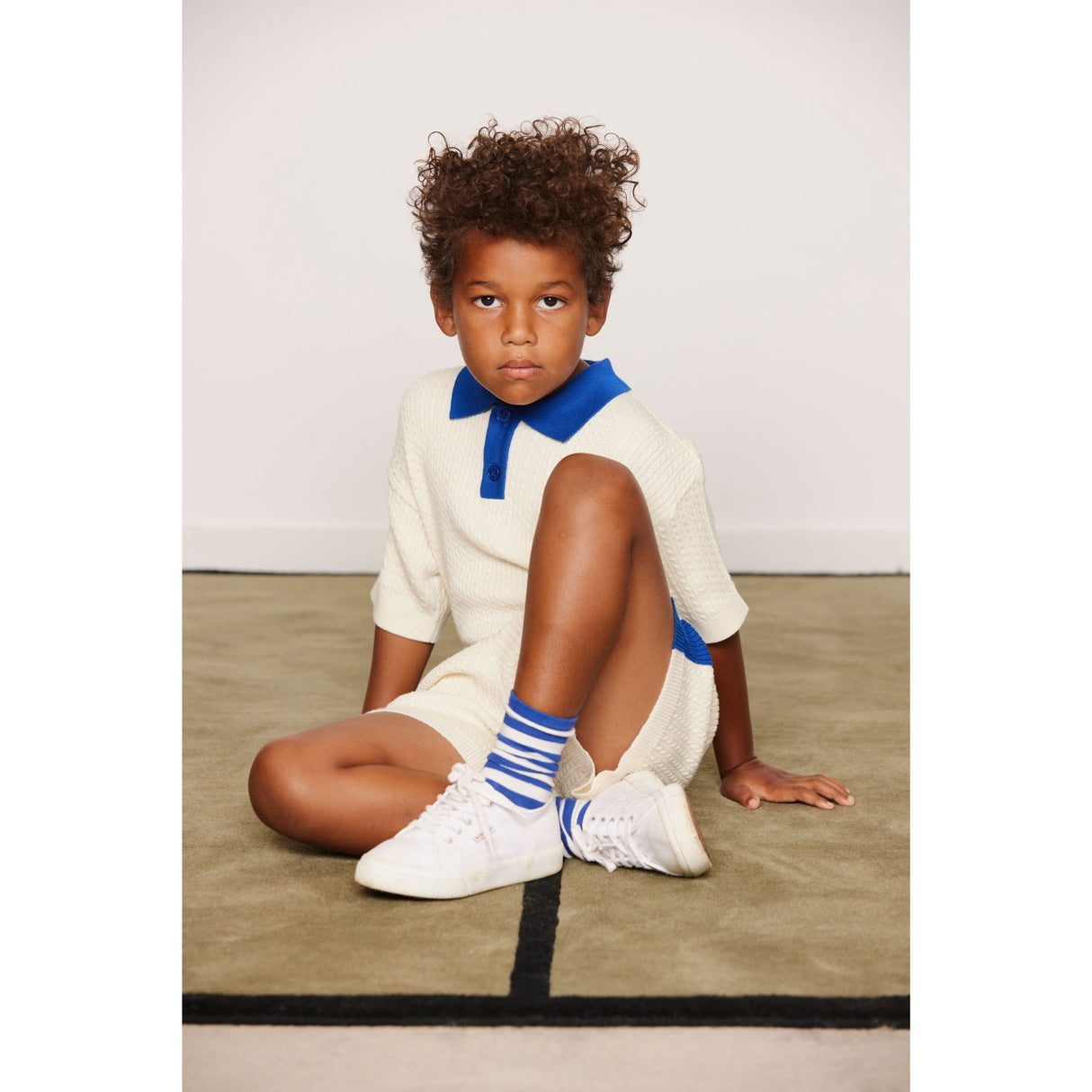 Mini Rodini Off-White Cable Knit Shorts