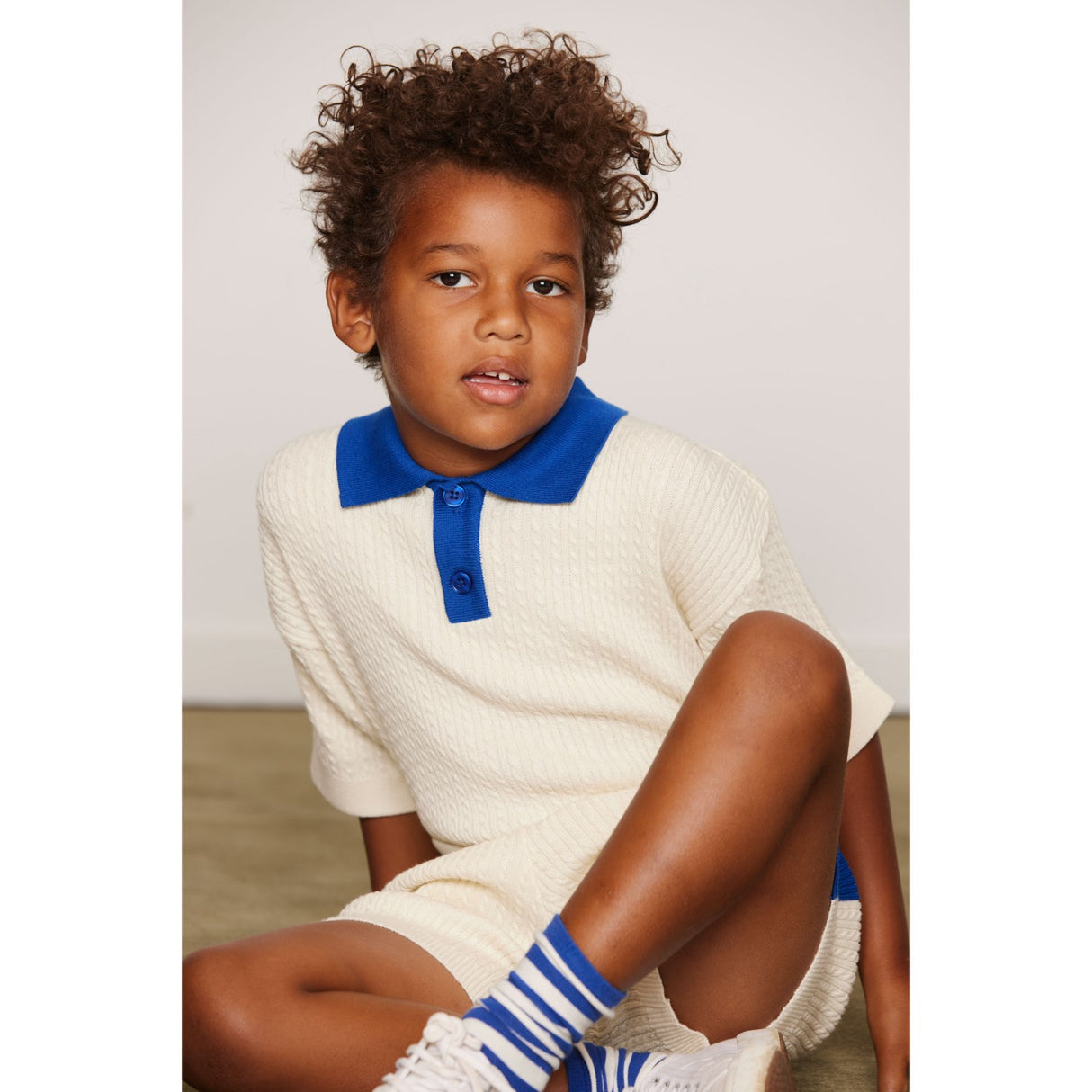Mini Rodini Off-White Cable Knit Shorts