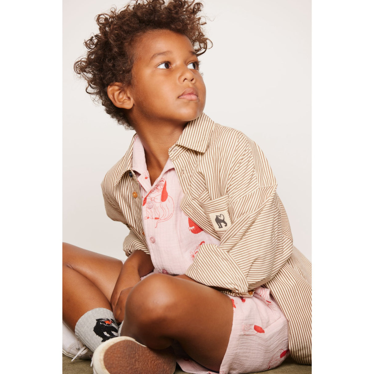 Mini Rodini Brown Poplin Yd Ls Shirt