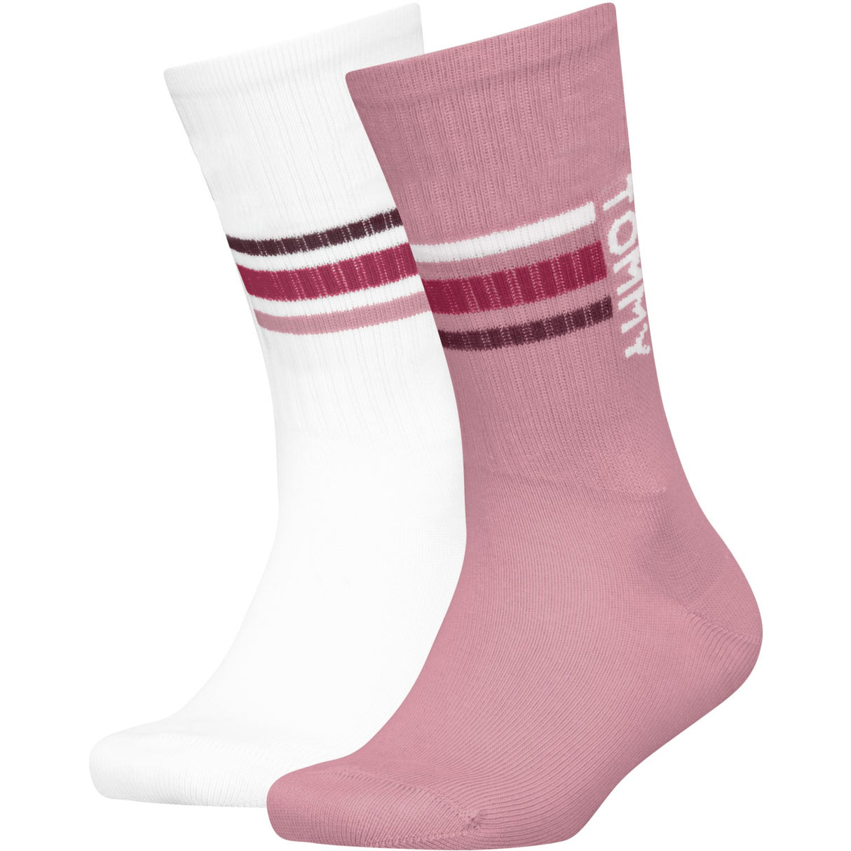 Tommy Hilfiger Pink Kids Socks 2-Pack Sport Stripe Tommy