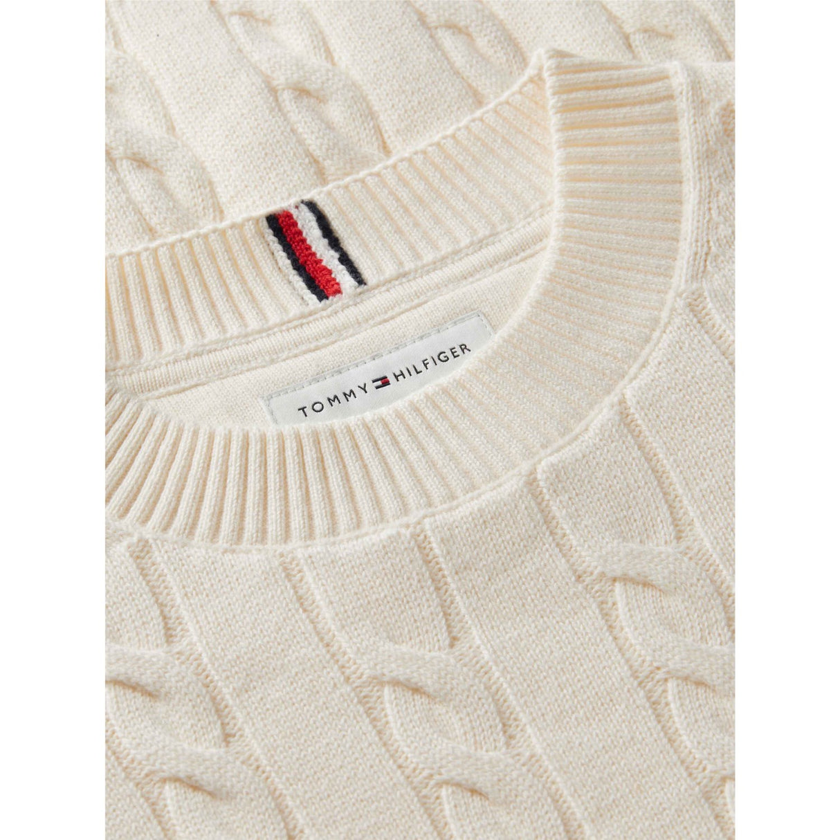Tommy Hilfiger Ivory Petal Cotton Cable Sweater