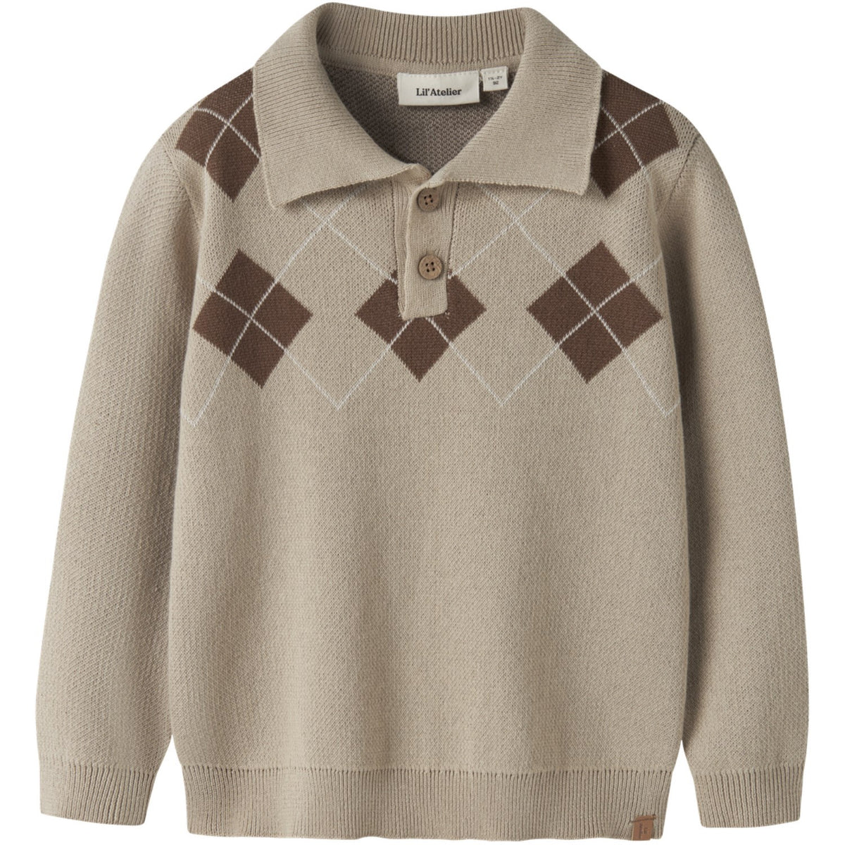Lil'Atelier White Pepper Nmmronan Ls Knit Polo Lil