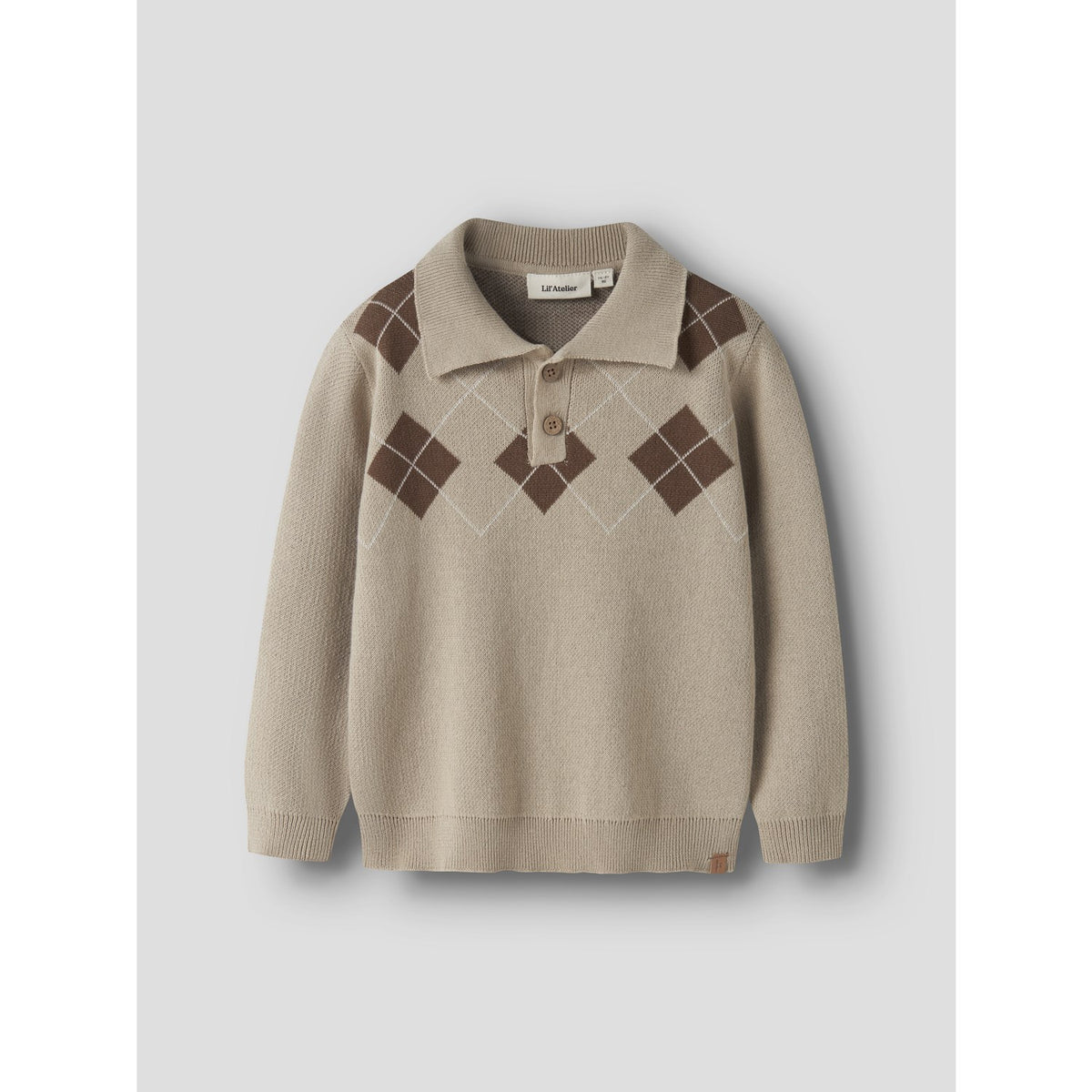 Lil'Atelier White Pepper Nmmronan Ls Knit Polo Lil