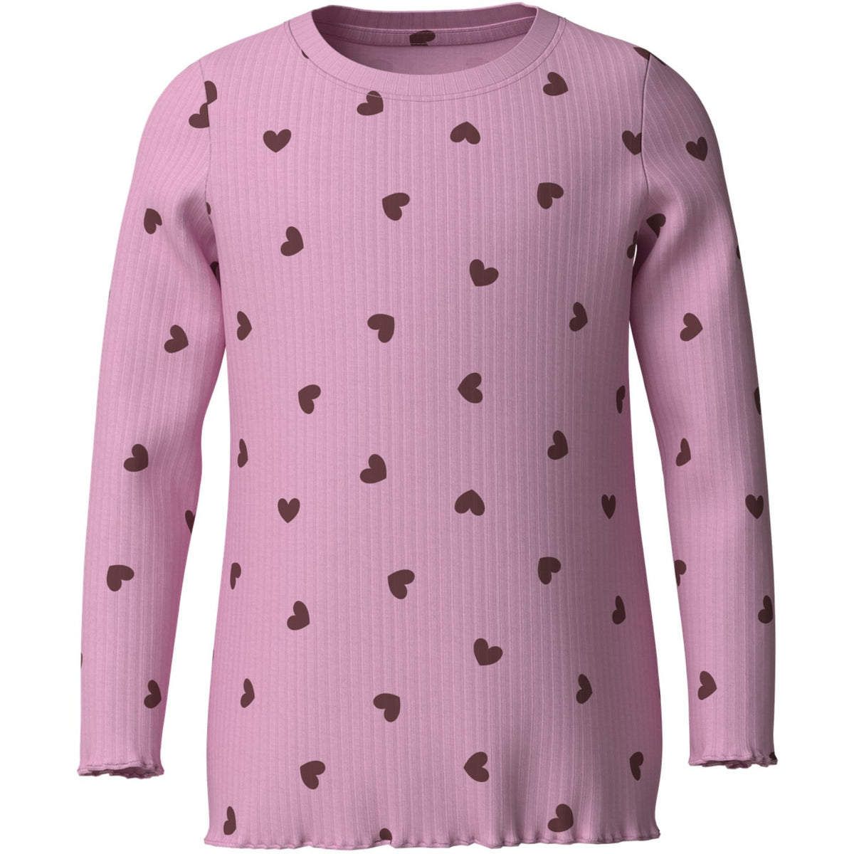 Name It Full Blooming Pink Heart Nmfvemma Glitter Ls Slim Top
