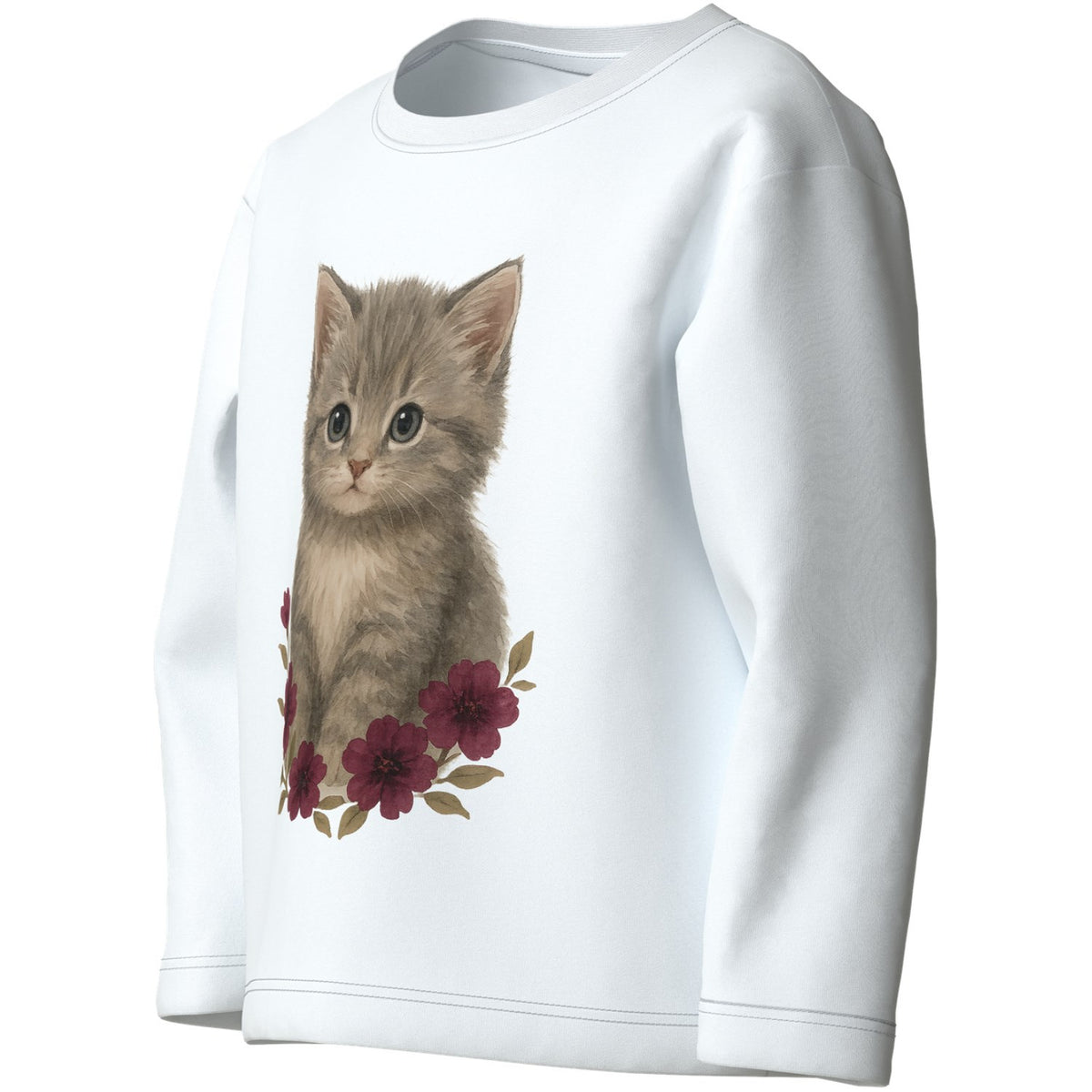 Name It Bright White Cute Kitten Nmfvotea Ls Nreg Top